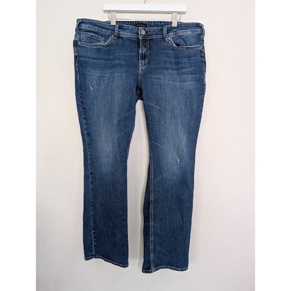 Silver‎ Jeans Womens Elyse Mid Slim Boot Size 22x33 Dark Wash Blue